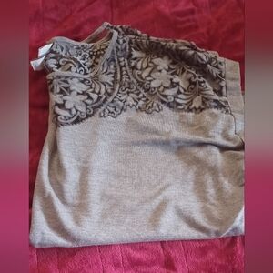 Embroidered Yoke Gray Top